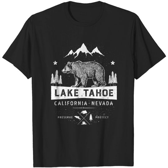 Discover Lake Tahoe California Nevada Vintage Bear T-Shirt