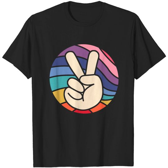 Discover Groovy Peace Sign Hand Hippie Vintage 70s Gift T-shirt