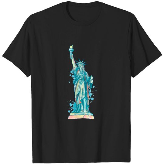 Discover Statue of Liberty in watercolor T-shirt