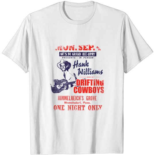 Discover Hank Williams Concert Poster, distressed - Hank Williams - T-Shirt
