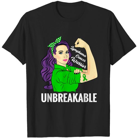 Discover Lymphoma Cancer Awareness Warrior Unbreakable Support - Lymphoma Cancer - T-Shirt