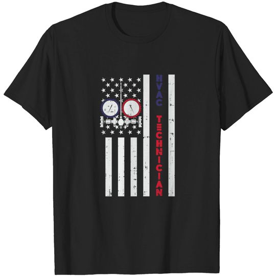 Discover HVAC Tech US American Flag Technician Plumper T-shirt