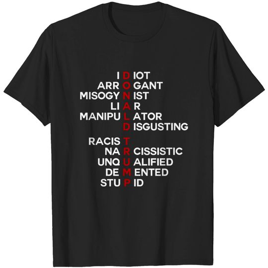 Discover Donald trump idiot arrogant misogynist liar T-shirt