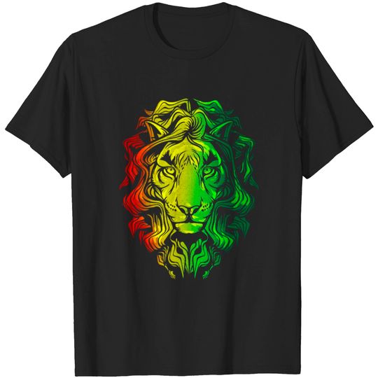 Discover Rastafari Reggae Lion Red Yellow Green T-shirt T-shirt