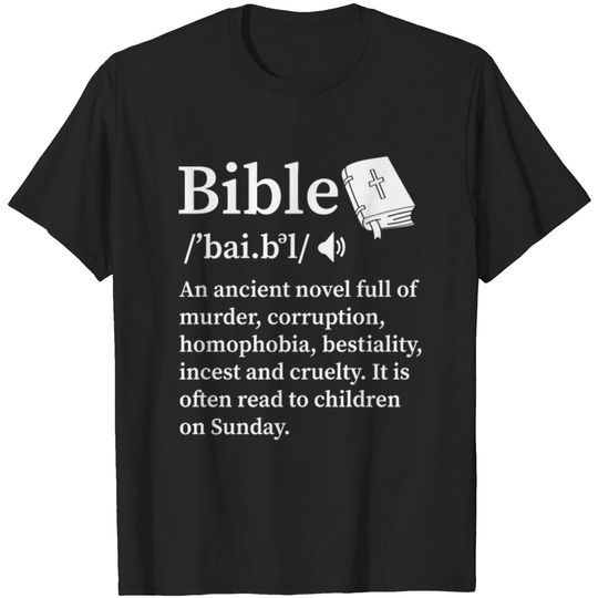 Discover Atheist Funny Sarcastic Anti-religion Atheism Bibl T-shirt