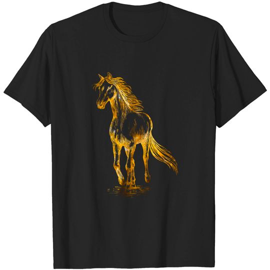 Discover Horse with golden color Gift idea - Horse Lover - T-Shirt