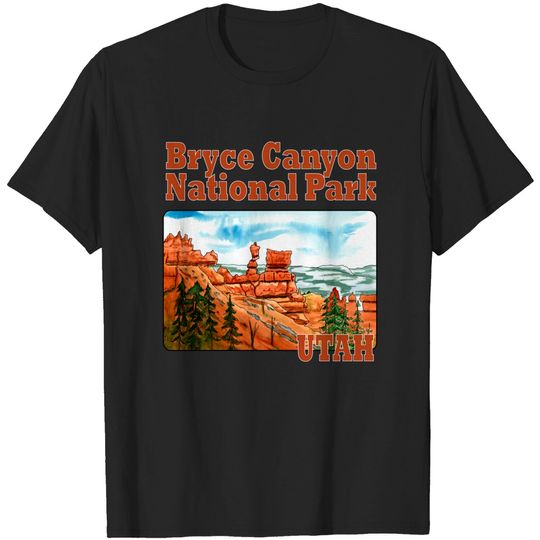 Discover Bryce Canyon National Park, Utah Watercolor - Bryce Canyon National Park - T-Shirt