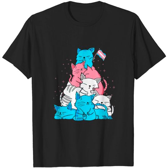 Discover Transgender Pride Cat LGBT Trans Flag Cats Pile T-shirt