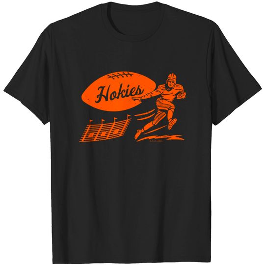Discover Vintage College Football - Virginia Tech Hokies (Orange Hokies Wordmark) - Virginia Tech - T-Shirt