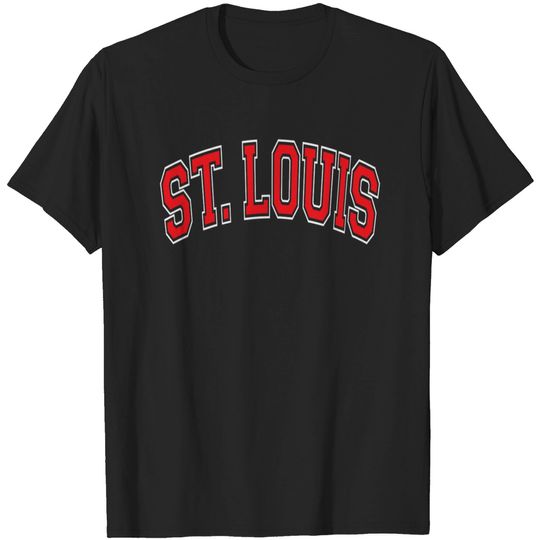 Discover St Louis Missouri Varsity Style Red Text T-shirt