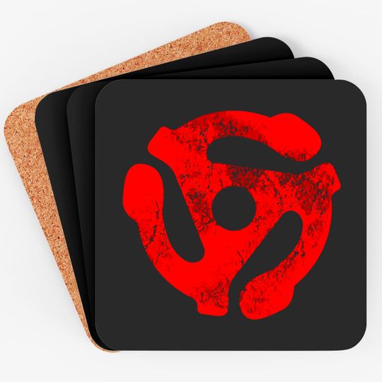 Discover Music Turntable Record Dj Red 45 Rpm Adapter Coasters