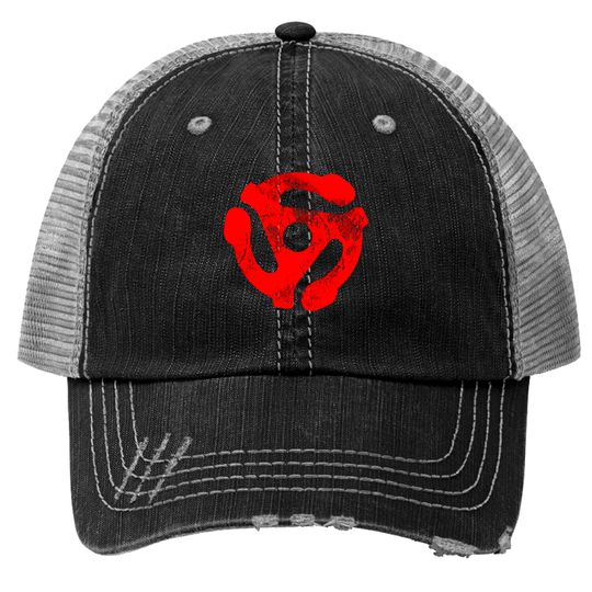 Discover Music Turntable Record Dj Red 45 Rpm Adapter Trucker Hats
