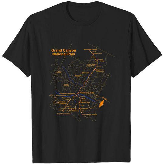 Discover Grand Canyon National Park Trail Map T-Shirt Hiking Love Tee