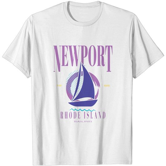 Discover Newport Vintage Style Sailing Crewneck T-Shirt