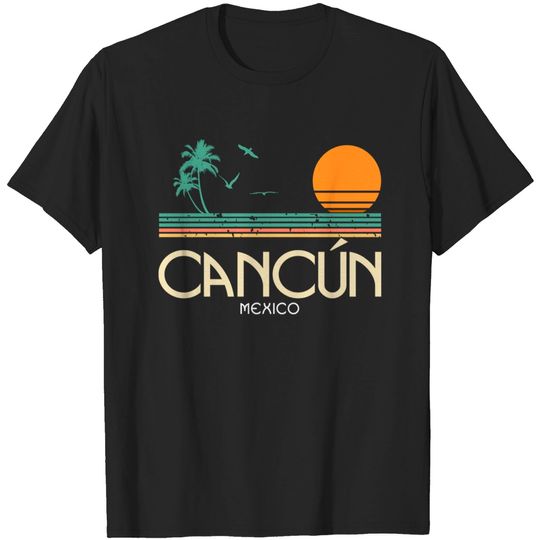 Discover Cancun Mexico Sunset and Palm Trees - Cancun Mexico - T-Shirt