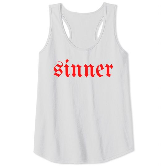 Discover SINNER (in goth style red letters) Tank Tops
