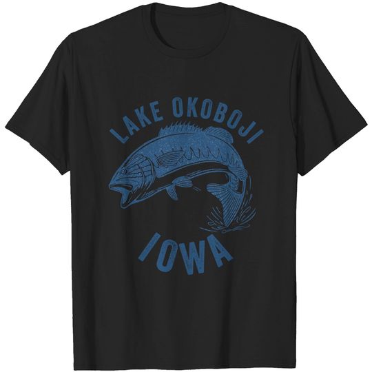 Discover Okoboji Lake Iowa - Best Bass Fishing Gift For Fisherman - T-Shirt