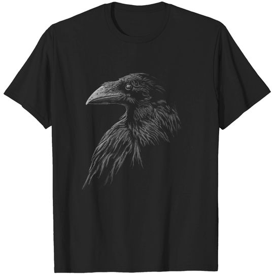 Discover Mystical black raven illustration crow artwork T-shirt