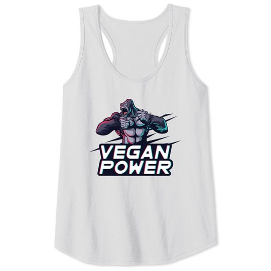 Discover Vegan Power Gorilla Strong Strength Raw Plant Gym Workout Tank Top