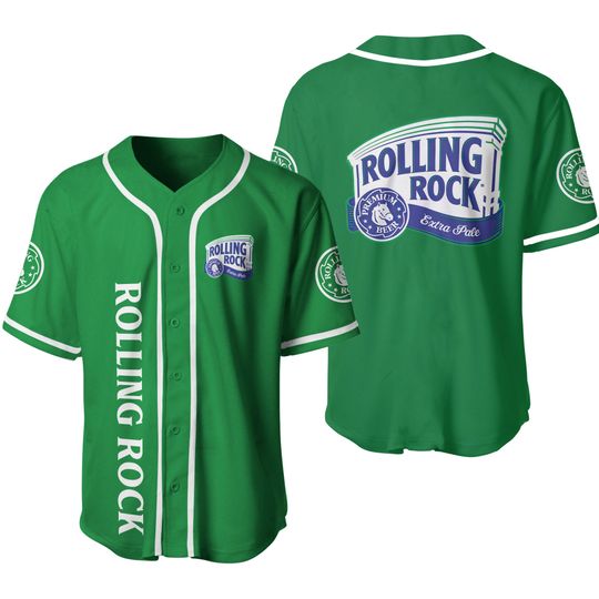 Discover Green Rolling Rock Beer Baseball Jersey