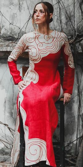 Discover Red Cloudy Sky Ao Dai Vietnam