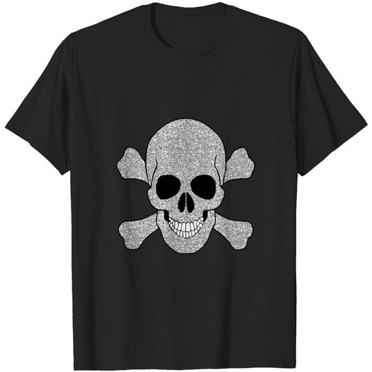 Discover Silver Glitter Skull And Crossbones T-shirt
