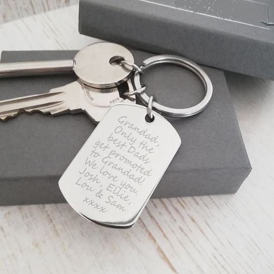 Discover Stainless Steel Engraved Just Words Keyring