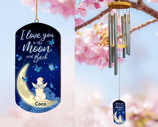 Discover Love You To The Moon And Back, Custom Dog Portrait Pet Memorial Gift