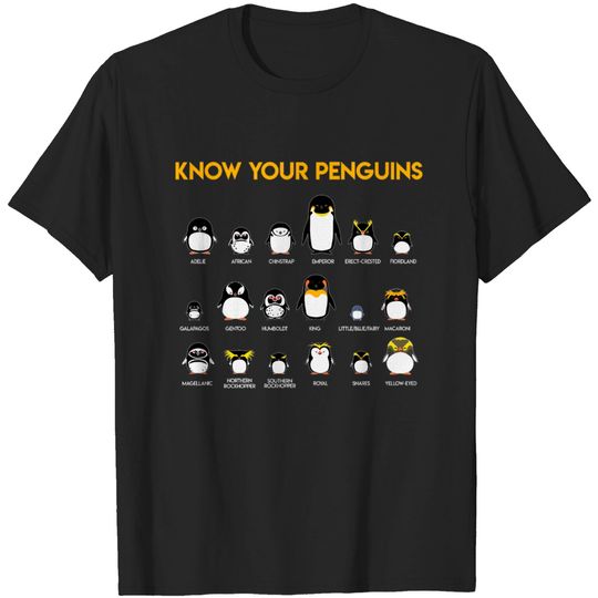 Discover Penguin Species Know Your Penguins Gift T-shirt