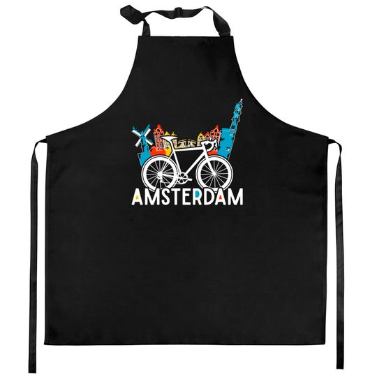 Discover Amsterdam bike in Holland Kitchen Aprons