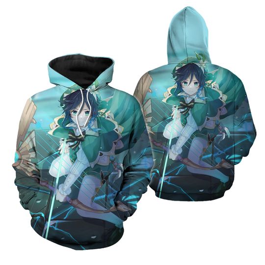 Discover Women's Cartoon Pullover Hoodies Genshin Impact Venti Cosplay Sweatshirt