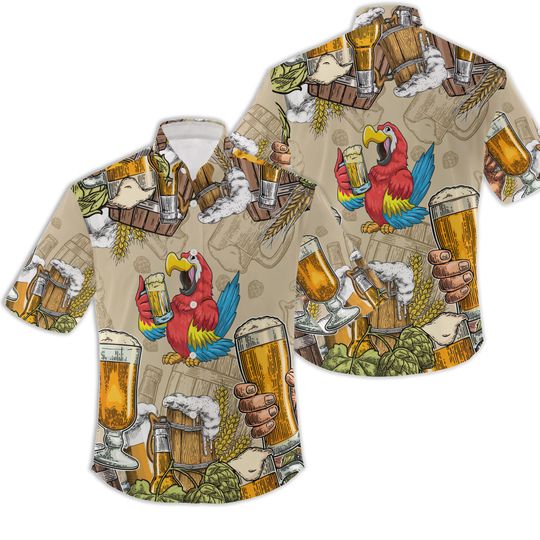 Discover Parrot Drinking Beer Hawaiian Shirt