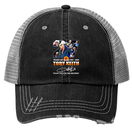 Discover Toby Keith 1993-2022 Toby Keith Thank You The Memories Print Trucker Hat