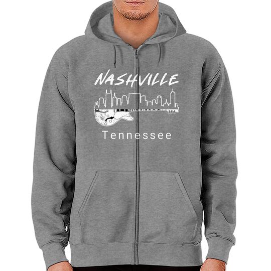 Discover Nashville TN Guitar Souvenir Zip Hoodie - Country Music Theme