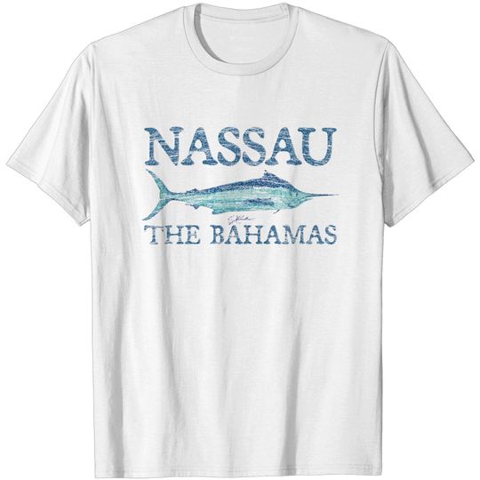 Discover Nassau, The Bahamas, Blue Marlin (Distressed) - Nassau Bahamas - T-Shirt