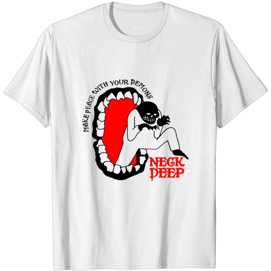 Discover Neck Deep Merch Peace Demons Grey T shirt T-shirt