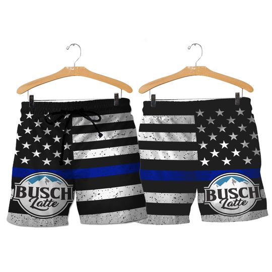 Discover Busch Latte US Flag Beach Shorts, Comfortable For Mens, Beer Lovers, Summer Shorts, Gift For Him, Father Day Gift