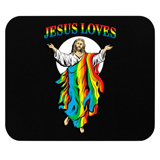 Discover Jesus loves gay pride rainbow LGBT tshirt Mouse Pads