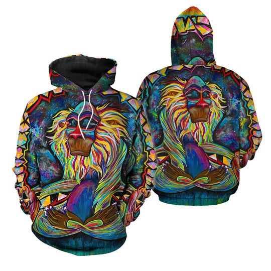 Discover MEDITATING RAFIKI All Over Print Unisex Hoodie 3D, lio