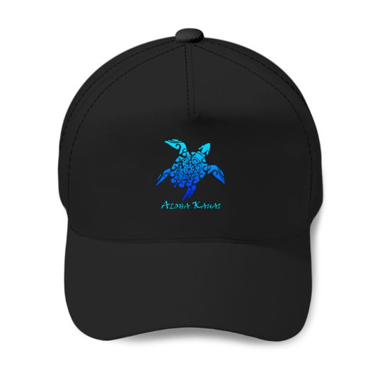 Discover Aloha Kauai Vintage Hawaiian Island Tribal Turtle Baseball Caps