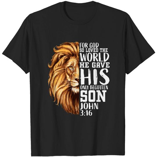 Discover Christian Religious Gifts Men Him Lion Judah Verse T-shirt