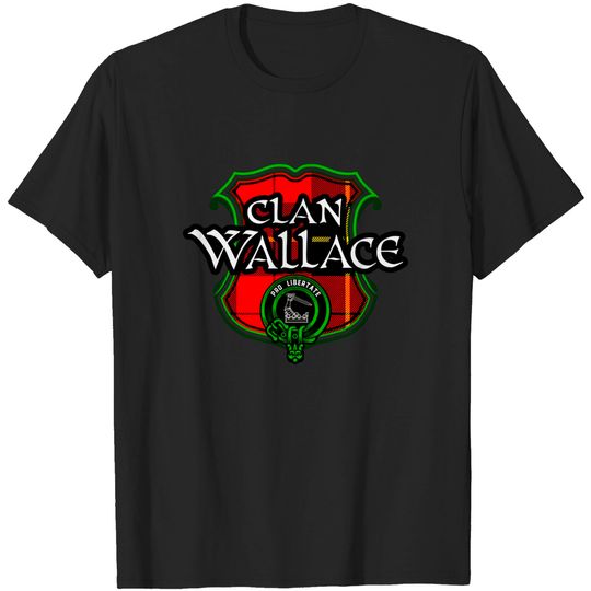 Discover Clan Wallace Scottish Tartan Crest Badge T-Shirt