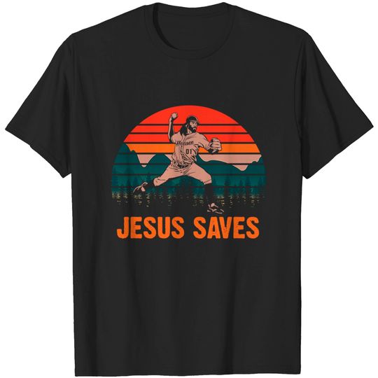 Discover Jesus Saves Baseball - Jesus Saves Baseball - T-Shirt
