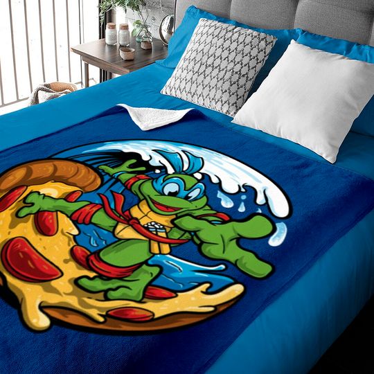 Discover ninja turtles surfing pizza Baby Blankets
