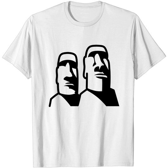 Discover Moai Carved Statue Easter Island Heads - Moai Statues Silhouette - T-Shirt