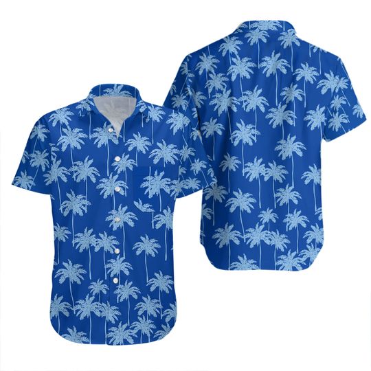 Discover Royal Palm Tree Button Down Hawaiian Shirt