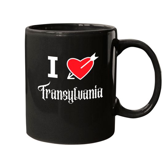 Discover I love Transylvania (white letters version) Mugs