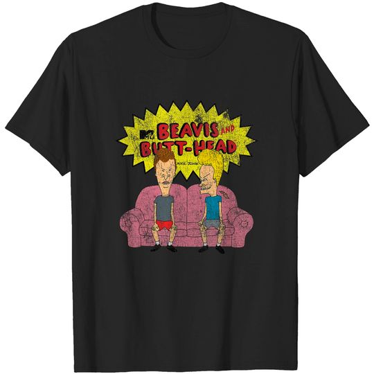 Discover Beavis and Butthead T-Shirt Distressed Couch Logo Graphic