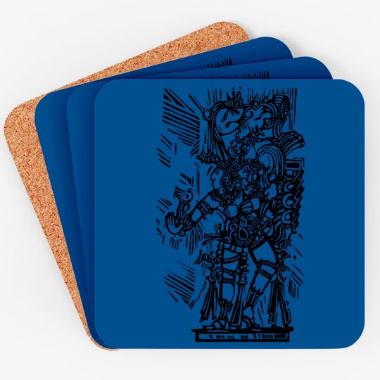 Discover Mayan woodcut Coasters