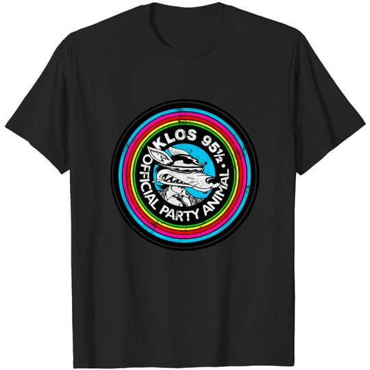 Discover KLOS LA Party Animal / Defunct 80s Radio Station Logo - Radio Station - T-Shirt